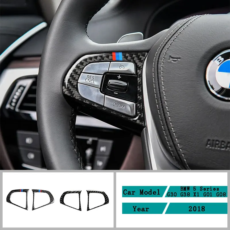 

Автомобильные аксессуары из углеродного волокна, наклейки на кнопки рулевого колеса в салоне, накладки, наклейки для BMW 5 серии G01 G08 G30 G38 X3 2018