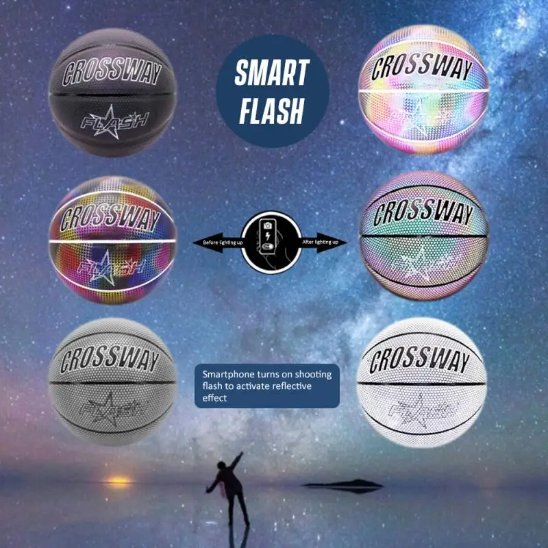 Светоотражающий баскетбольный мяч светящийся светильник скетбольный с сетчатым
