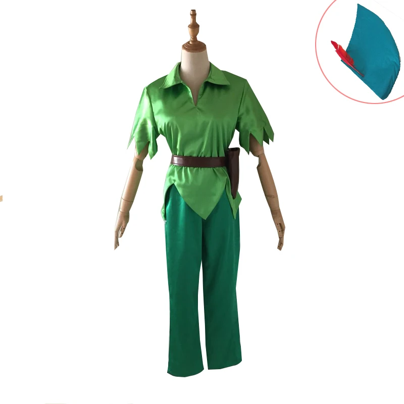 Костюм Питера Пэна для косплея Нарядный костюм зеленого цвета взрослых