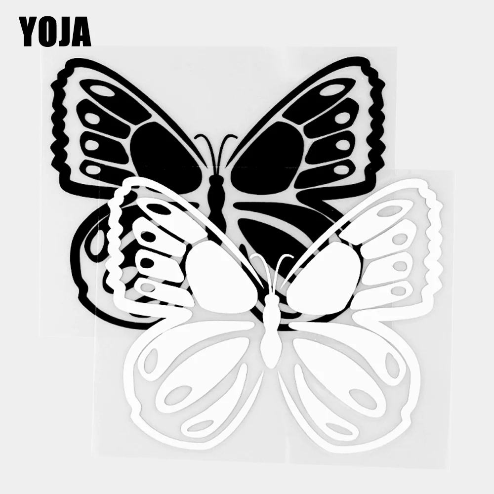 

YOJA 12,1 × 10 см красивая бабочка виниловая наклейка Мультяшные животные автомобильные наклейки Черный/Серебряный 19C-0329