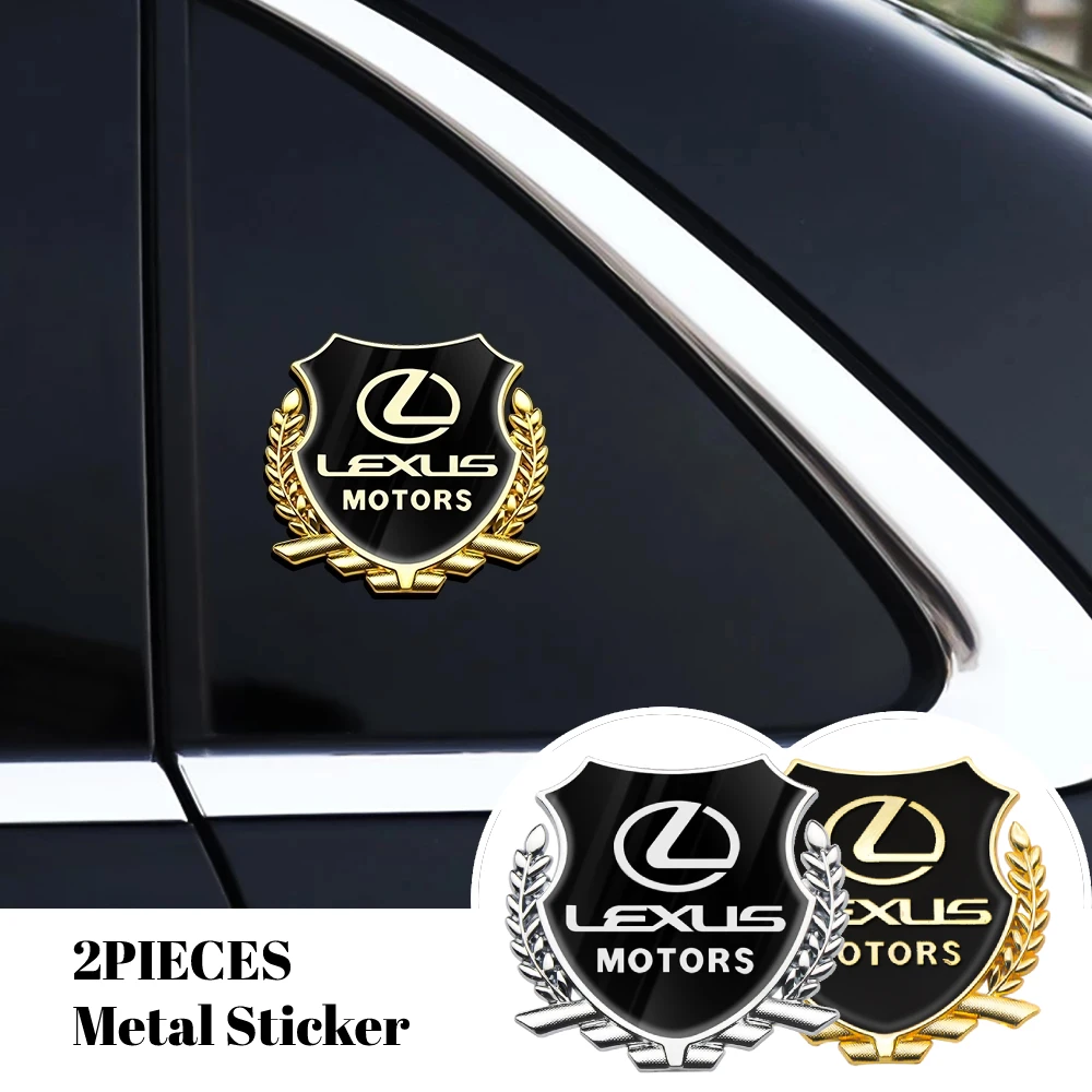 

2Pcs Metal Car Side Door Waterproof Decal 3D Emblem Window Stickers For Lexus RX 300 IS250 300 GX 400 460 UX 200 NX LX GS ES