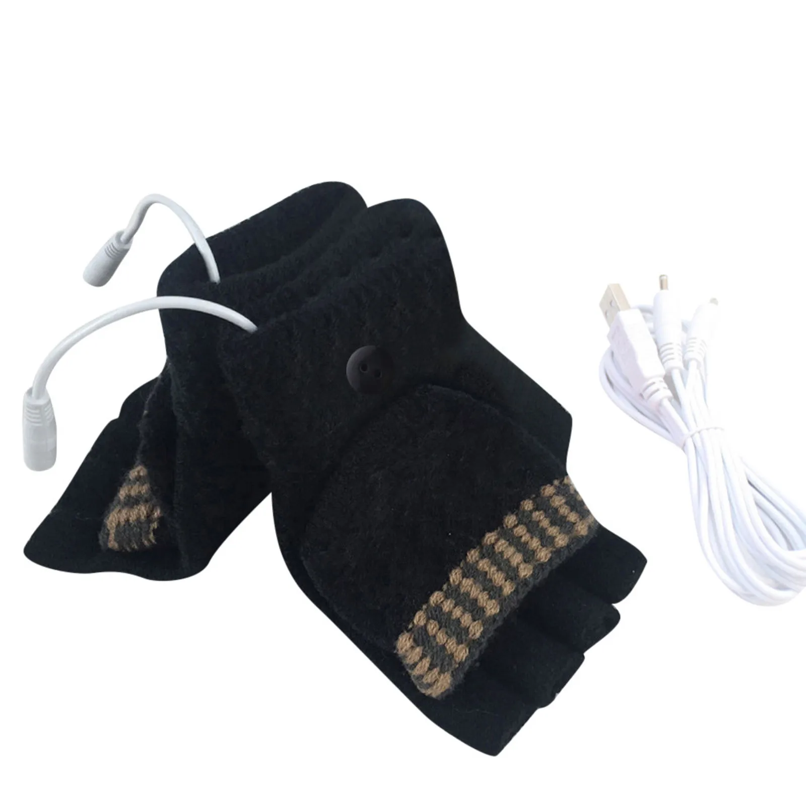 Перчатки для ноутбука с USB подогревом мужчин и женщин зимние теплые вязаные