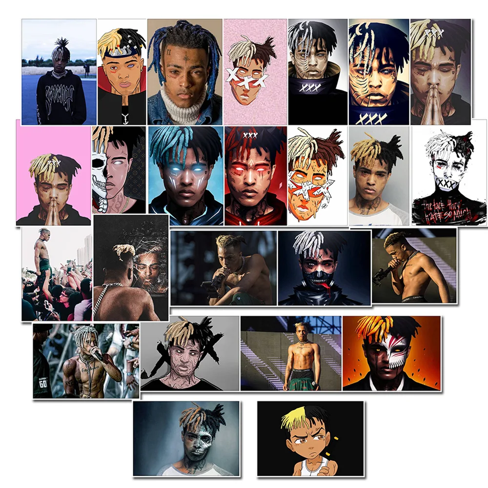 

25pcs American Rapper Star Xxxtentacion Poster Sticker for Laptop Skateboard Suitcase Luggage Waterproof Graffiti Sticker Toys