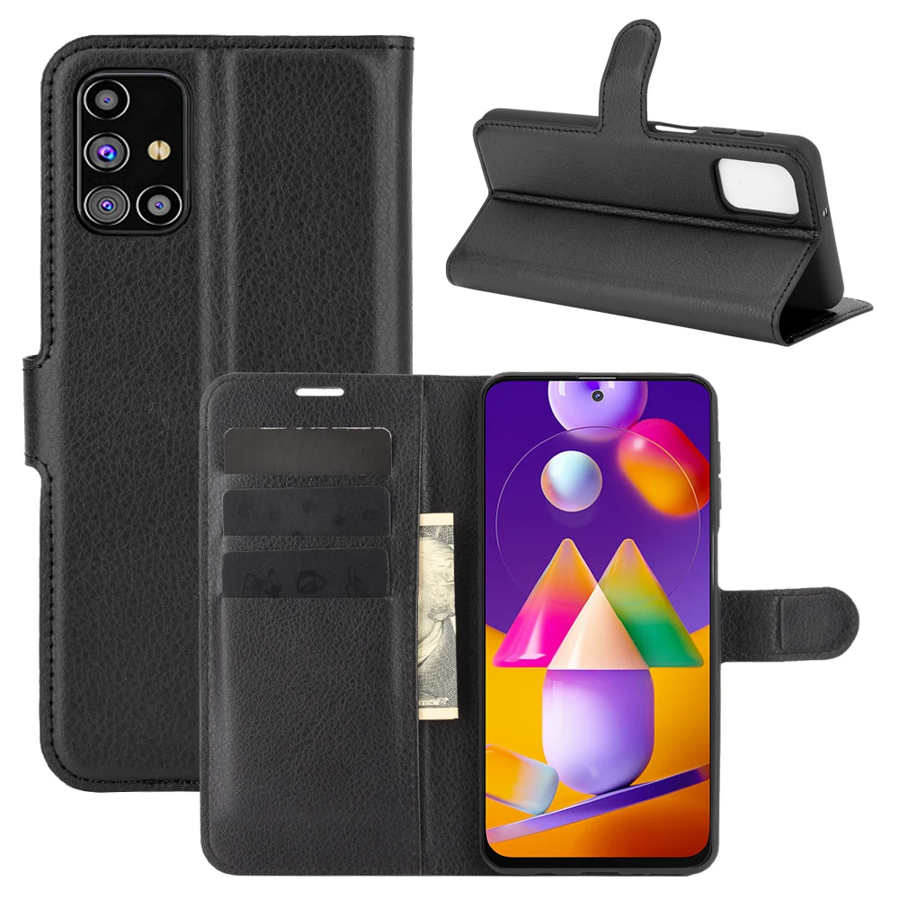Для Samsung Galaxy M31s чехол 6.4 дюймов ретро кожаный бумажник магните книга флип на SAMSUNG