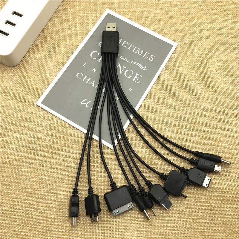 Многофункциональное зарядное устройство 10 в 1 USB-кабели для iPod Motorola Nokia Samsung LG Sony