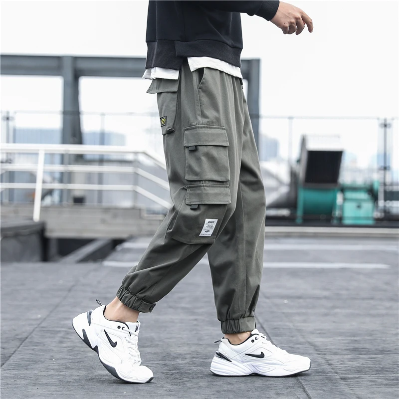 

Side Pockets Mens Cargo Pants Nice Black Hip Hop Harem Pants Casual Male Jogger Sweatpants Fashion Streetwear Trousers S-5XL