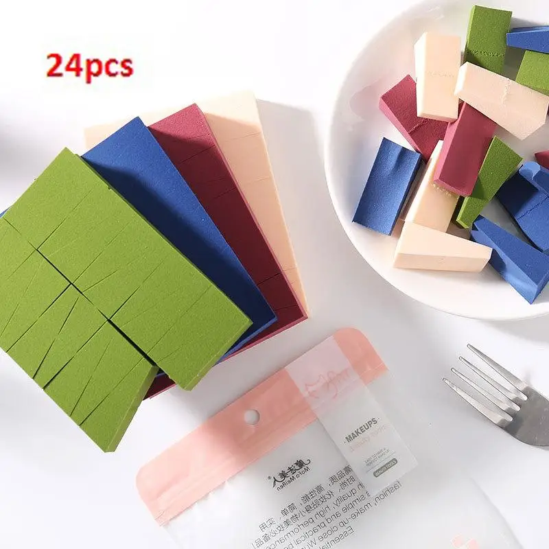 

24 Pcs Triangle Makeup Foundation Sponge Powder Puff Liquid Cream Smooth Cosmetic Puff Wet&Dry Makeup Tool