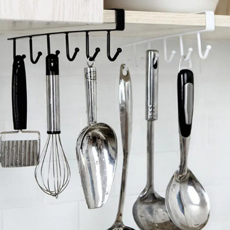 6 стеллаж для хранения с крючком кухонный шкаф полка подвесной крючок-органайзер