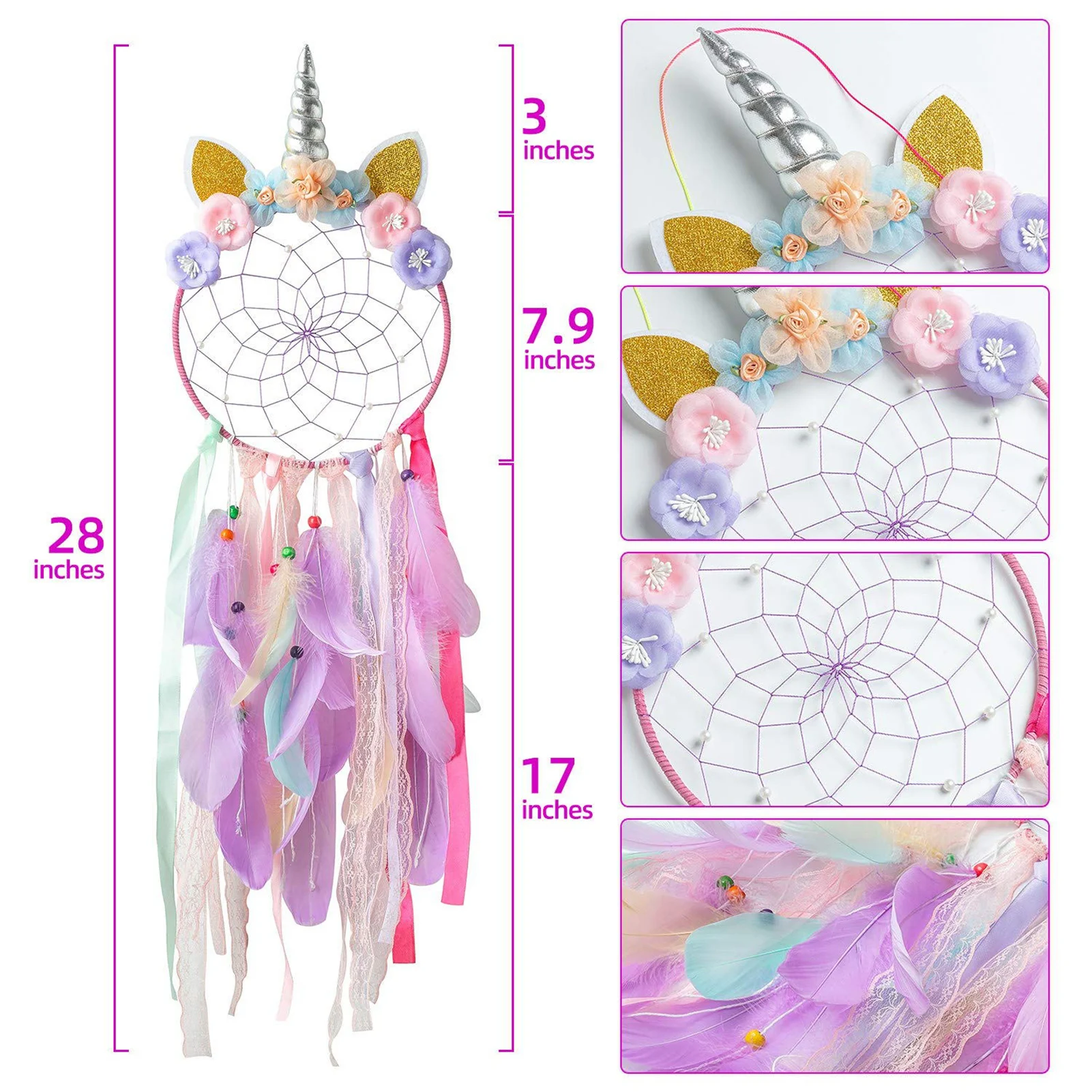 

Unicorn Dream Catcher Colorful Feather Dream Catchers Home Decor Wall Hanging For Girls Kids Room Christmas Decoration Gift