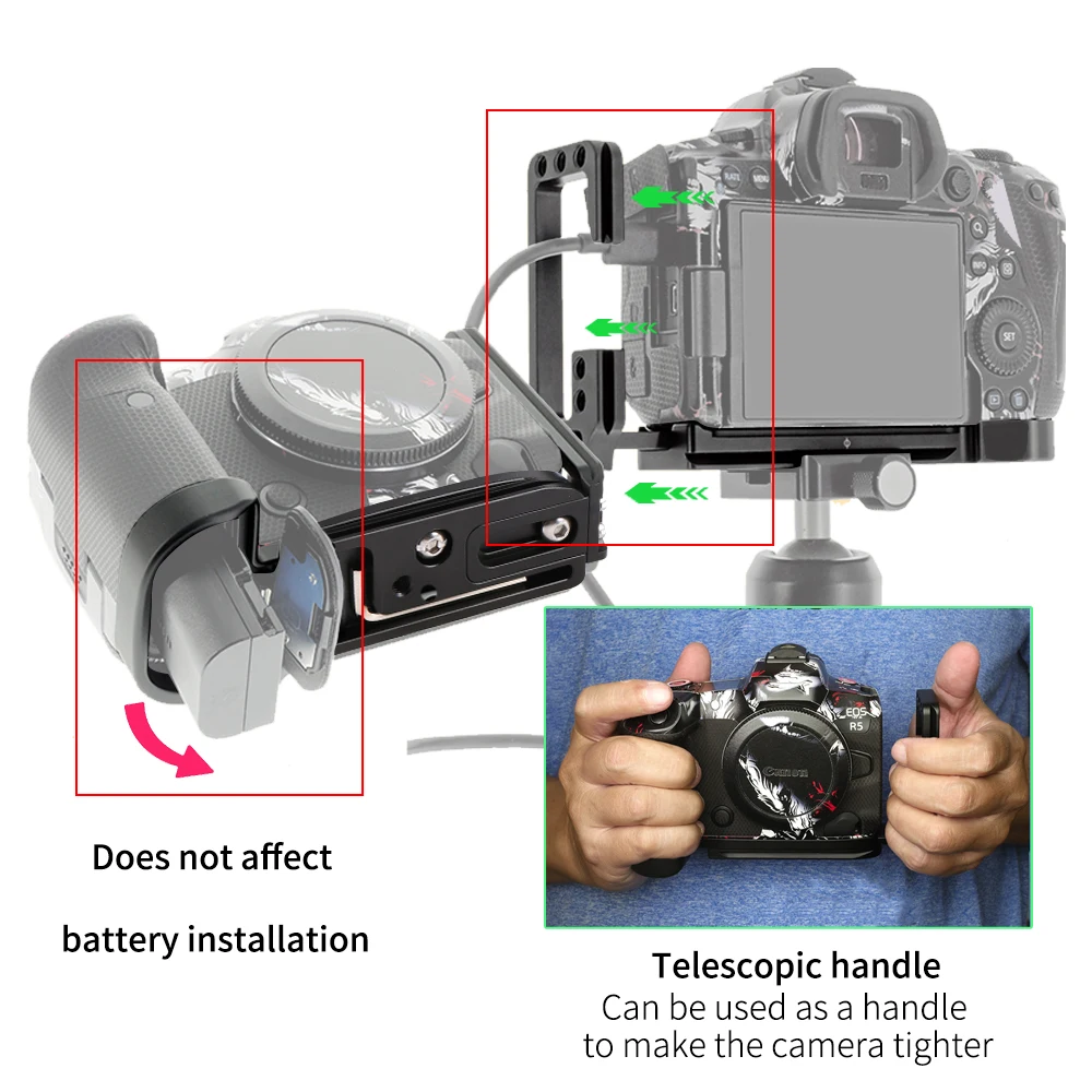 FOTGA Aluminium Quick Release L Platte Halterung Hand Grip Für Canon R5/R6/R5C – Detail 5
