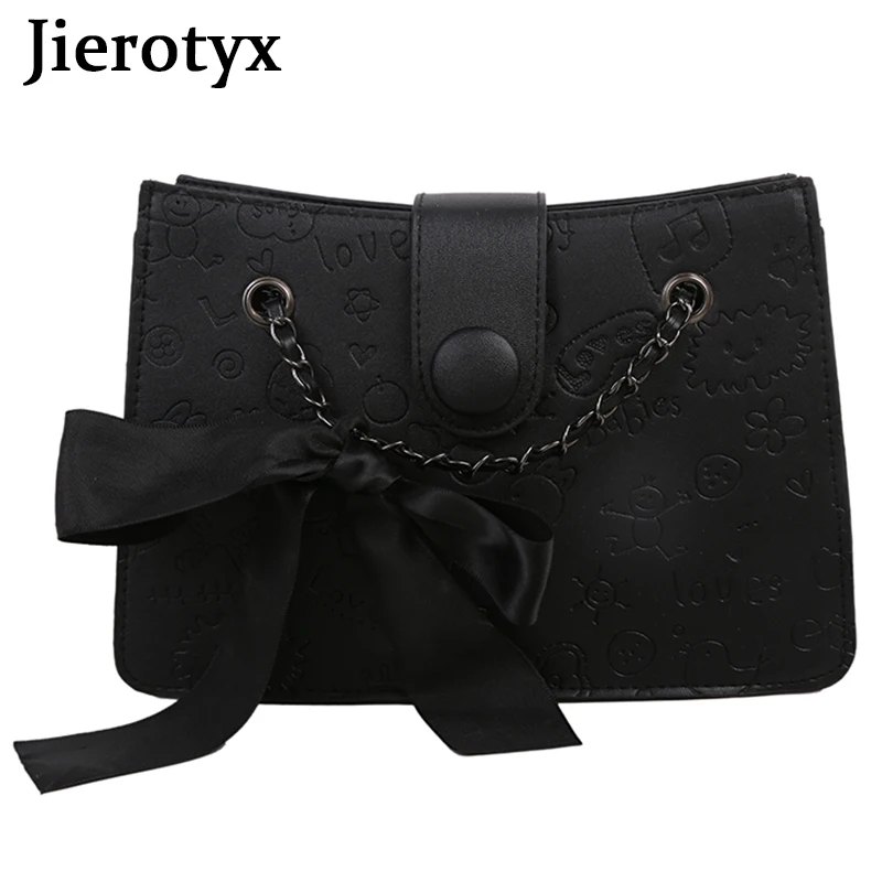 

JIEROTYX 2021 News Chains Ladies Mini Bags Fashion All-Match Casual Women One Shoulder Bags Bow-Knots Soft Leather High Quality
