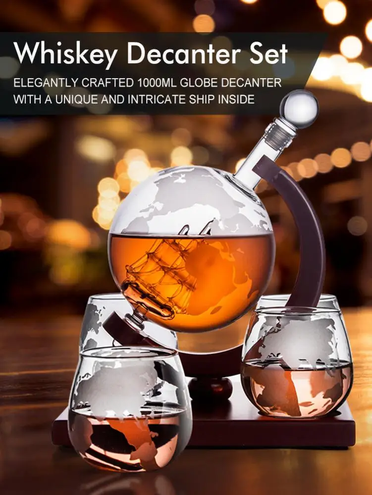 Декантер для виски дозатор графин водки античный с 4 очками диспенсер ликера