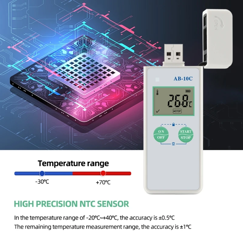 

Новинка AB-10C, высокоточный цифровой USB Регистратор температуры-20- / + 40 ℃, для вакцины Me-dicine, охлажденной