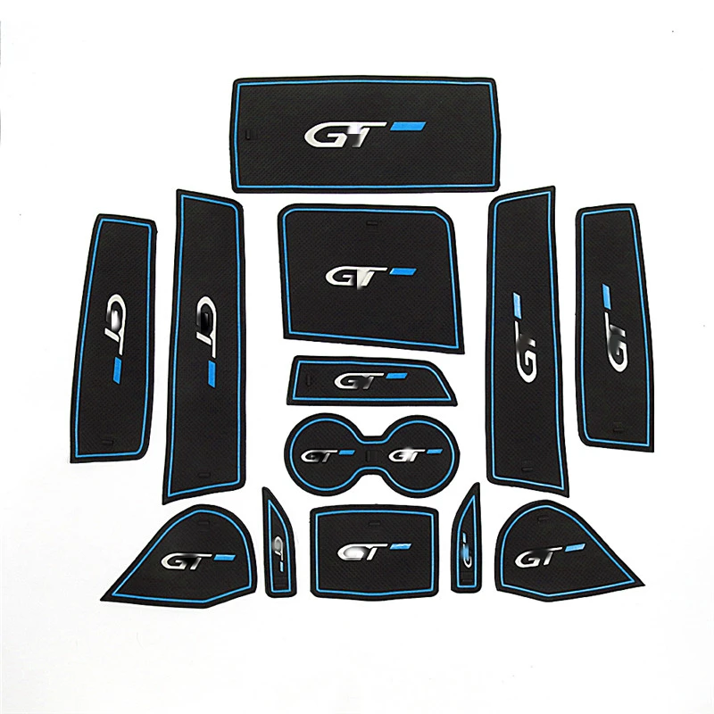 

For Peugeot 3008 GT 2016 2017 2018 Car Door Gate Slot Pad Groove Rubber Mug Cup Mat Non-slip Interior Accessories 13pcs/set
