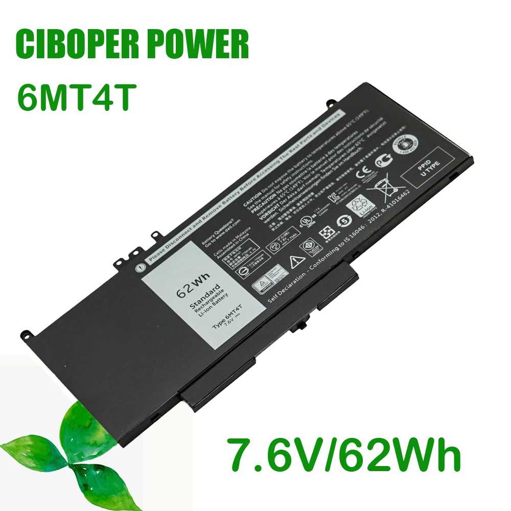 Фото CP аккумулятор для ноутбука 6MT4T 7V69Y TXF9M 79VRK 07V69Y 7,6 В 62 Втч для ноутбука Latitude E5470 E5570 M3510 15,6 дюйма Sereis Precision 3510 №2