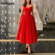 SoDigne – robe de soirée en Satin, ligne A, tenue de bal courte, Sexy, Simple, longueur thé, tenue de bal, 2021  (3)