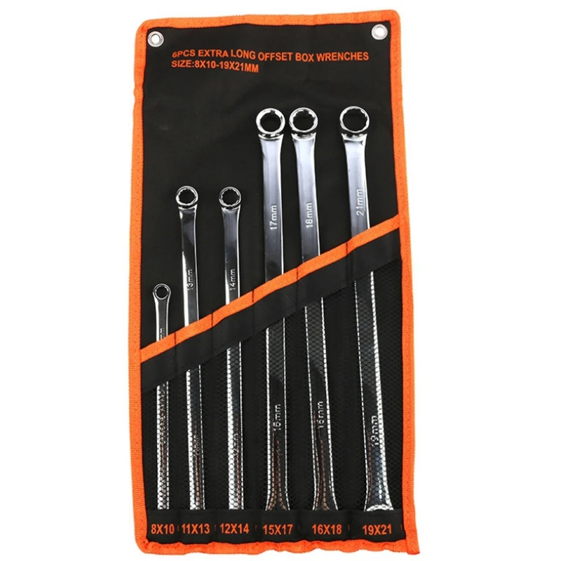 

6 Pcs Extra Long Double Ring Box End Spanner Aviation Wrench Set Strong Power Less Effort Metric 8mm-21mm Retail