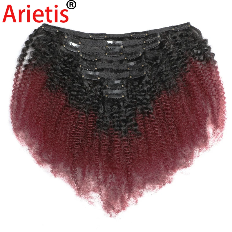 

Arietis Hair 8 Pieces 120gram 10"-20" Malaysian Afro Kinky Curly Clips Hair Extensions 100% Remy Human Hair For White Women