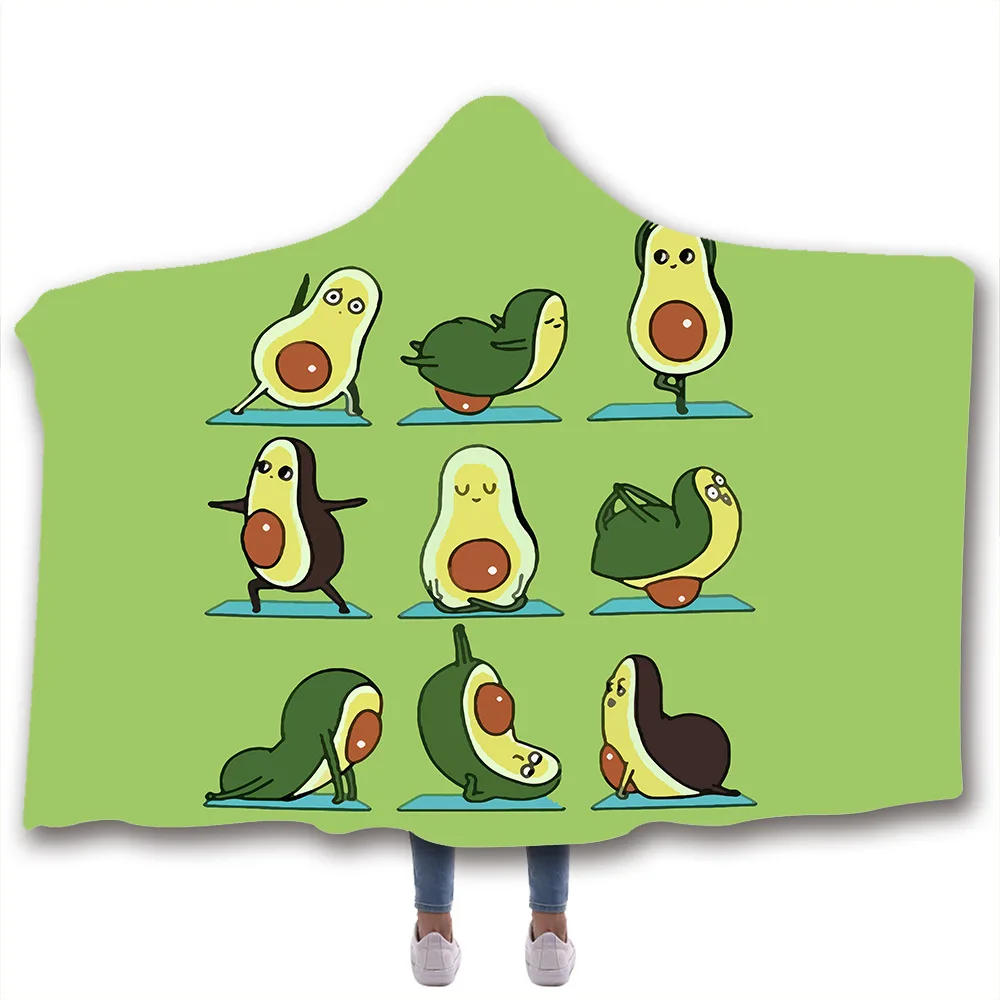 3D цифровое одеяло с капюшоном и авокадо Флисовое интересным рисунком фруктов 2019
