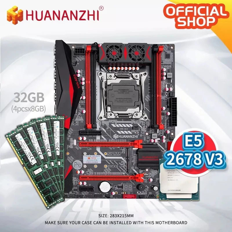 HUANANZHI-placa base X99 AD3 REV3.0 X99, con Intel XEON E5 2678 V3, 8G x 4 DDR3 RECC, conjunto de memoria, NVME, USB 3,0 ATX