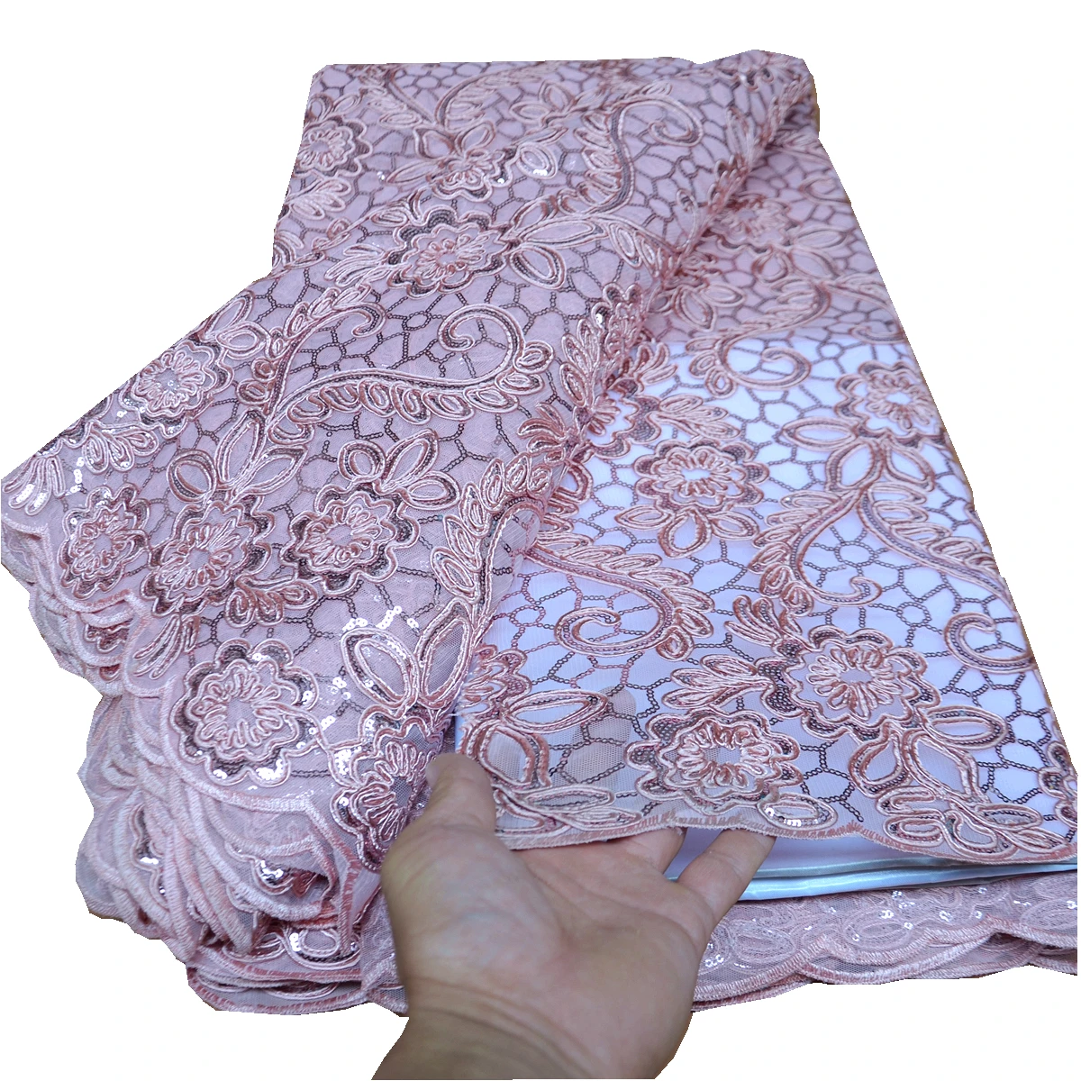 5 ярдов Высококачественная африканская кружевная ткань с блестками 2022 для