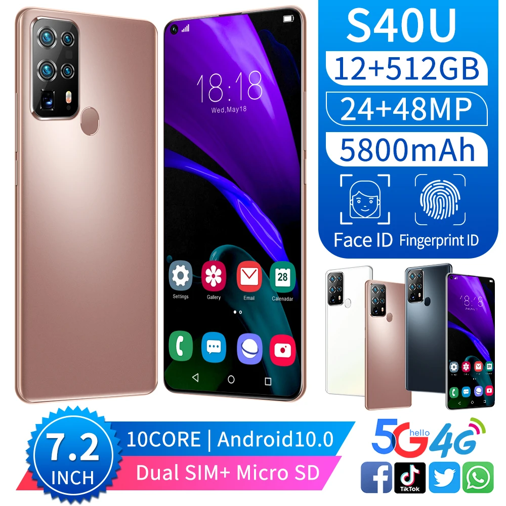 

S40U Game Smartphone Global Version 24MP 48MP 12GB 512GB SIM Card 5800mAh Android10 Face ID Snapdragon888