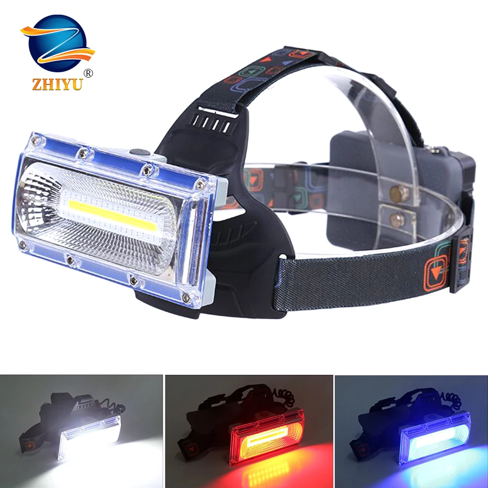

Прочный Головной фонарь ZHIYU, мощсветильник водонепроницаемый прожектор, COB красный и синий сигнасветильник фонарь, USB Перезаряжаемый Головн...