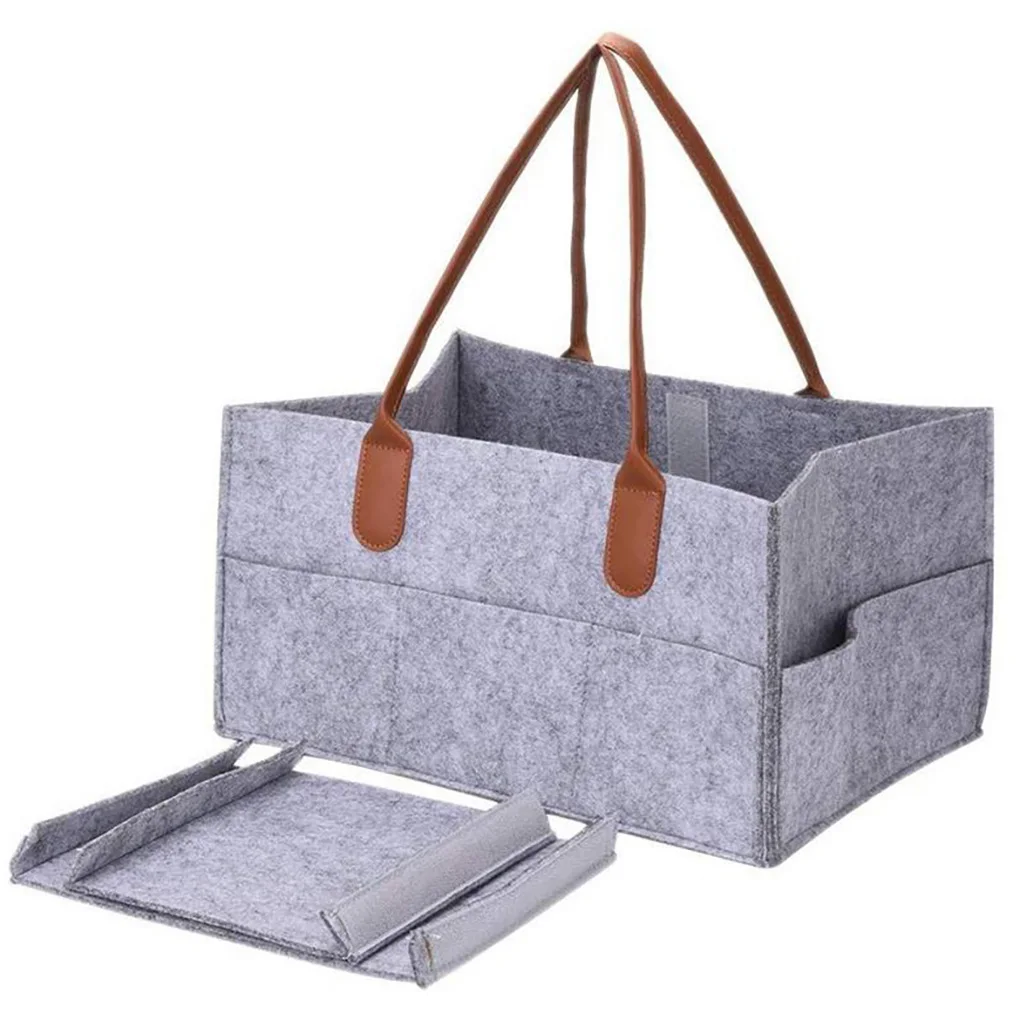 Bolsa de almacenamiento de pa&ntilde;ales de fieltro plegable, bolso multifunci&oacute;n para ropa de ni&ntilde;os, organizador de pa&ntilde;ales de beb&eacute;, 33x22x18cm, alta calidad, 1 unidad-3