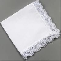 5pcs latest novelty wedding gifts 23cm white square pocket women lace handkerchief cotton portable towels thin decoration