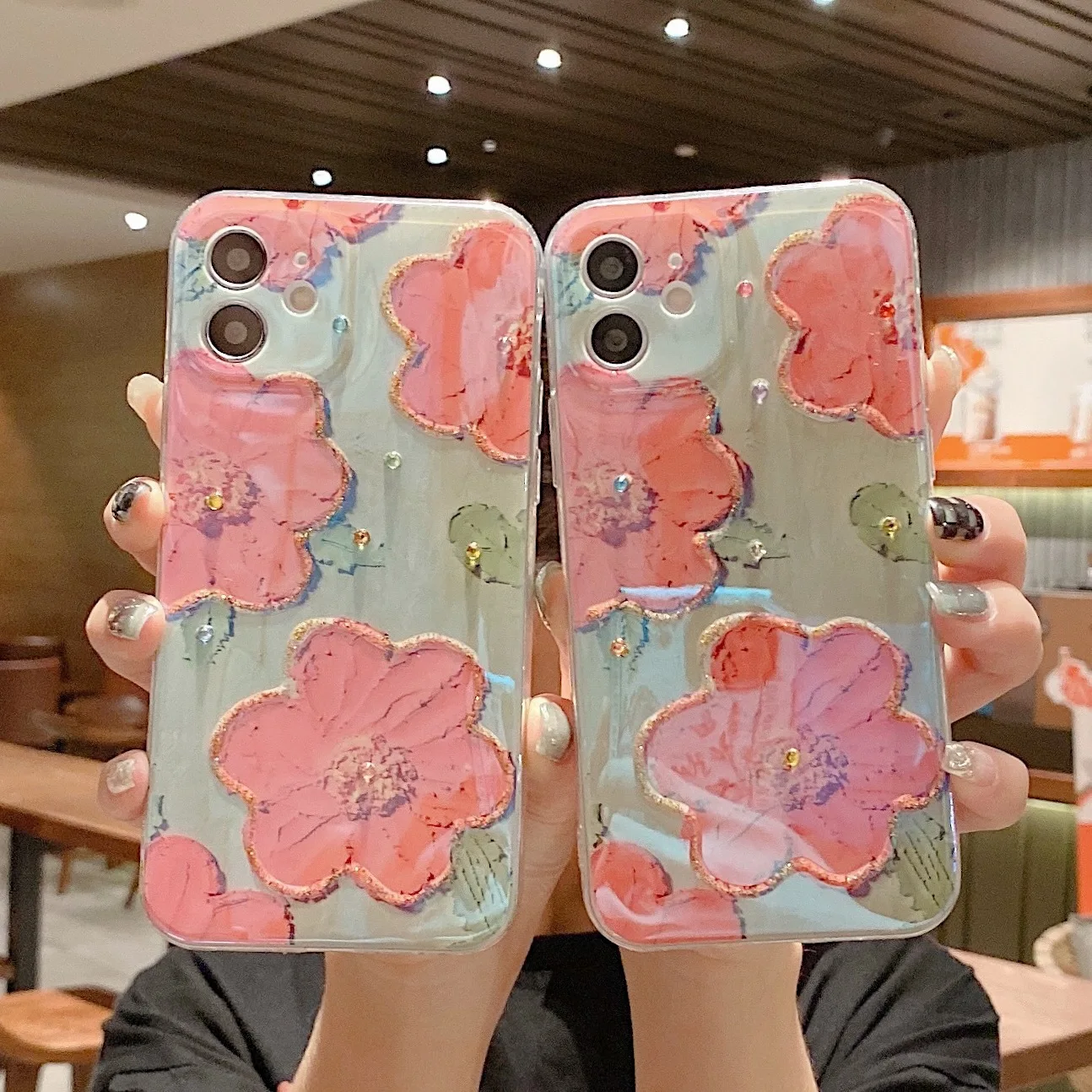 

Ручная роспись чехол для телефона для iphone X XS MAX XR цветочный чехол жесткий противоударный чехол для iPhone 6s 7 8 Plus SE 2 12 11 pro MAX Mini
