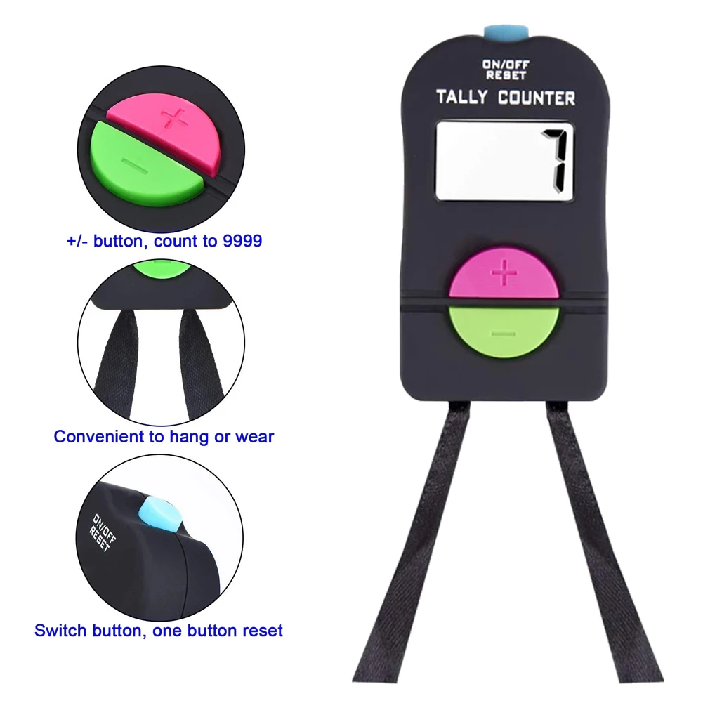 

3PCS Digital Hand Tally Counter Electronic Add Subtract Manual Clicker With Lanyard For Golf Gym Hand Held Counter Accessory