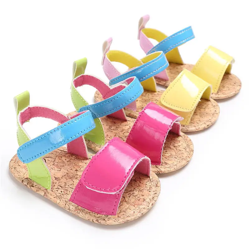

Baby Girl Sandals PU Anti-Slip Flat with Pink Rubber Sole Summer Princess Party Dress Newborn Toddler Baby First Walkers Shoes