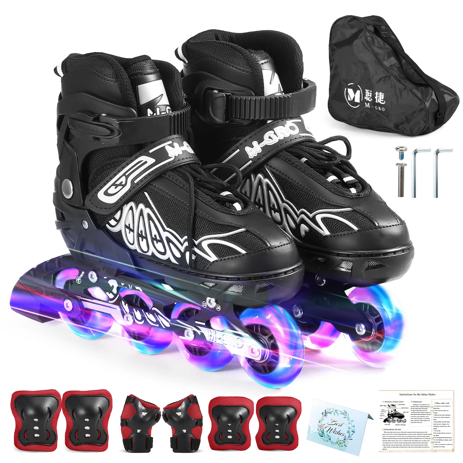 

Adjustable Inline Skates with Illuminating Wheels Skates Outdoor Skates For Kids Boys Girls Ladies
