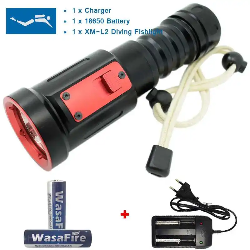 Профессиональный фонарик для дайвинга 5000 люмен подводный фонарь XML L2