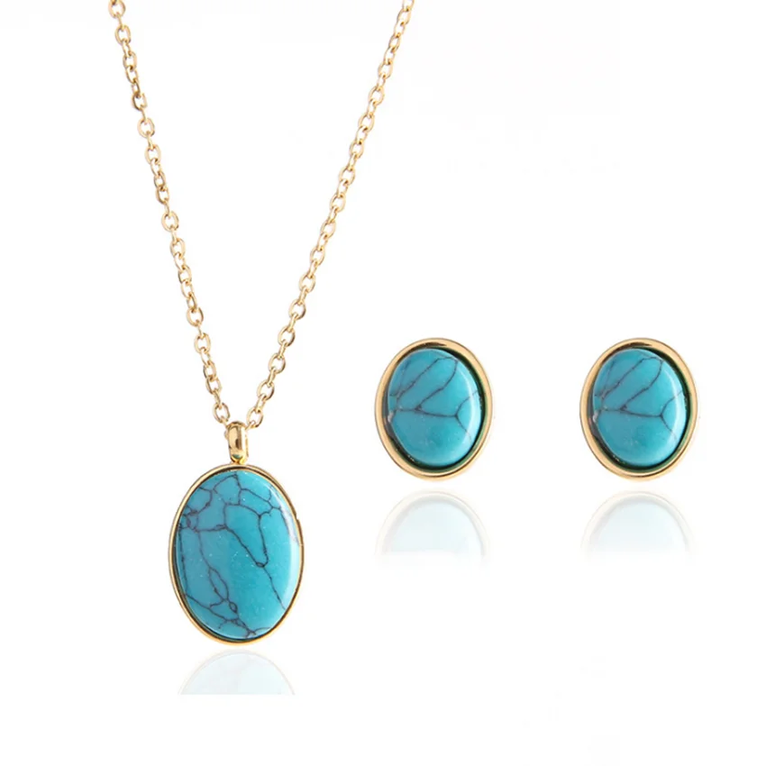 Светло-желтый золотой цвет Кулон овальной формы из нержавеющей стали ожерелье