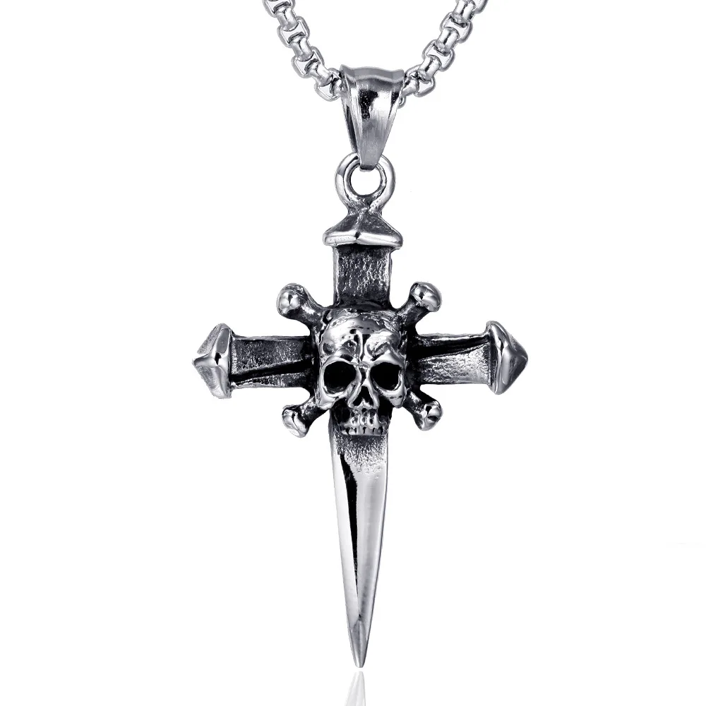 

Gothic Style Skull Man Pendants And Necklaces Wholesale Lots Fine Viking Designer Amulet Jewelry Accessories Gift To Friend