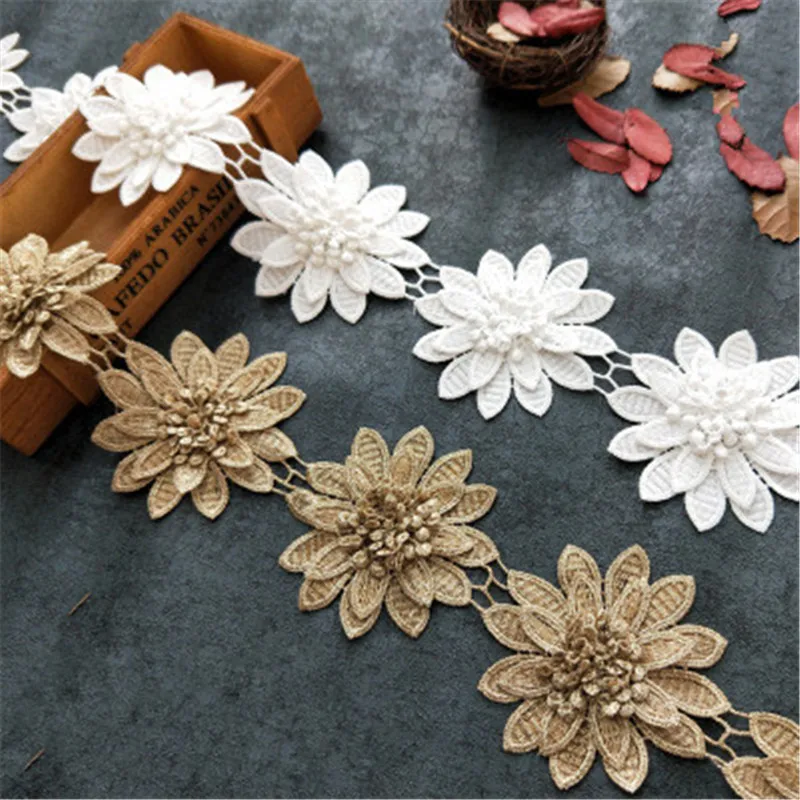 Вышитая Цветочная трехмерная цветочная ткань кружевная DIY Ручная работа