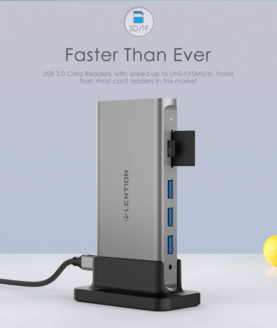 USB-C переносная док-станция с HDMI 1080P VGA, Gigabit Ethernet, кардридер, адаптер Aux, USB3.0, питания, разъем rj45
