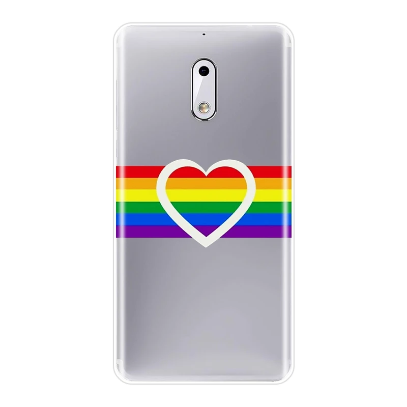 ТПУ LGBT гей сердце любовь лесбиянок Радуга Прайд задняя крышка для Nokia 1 2 3 5 6 8