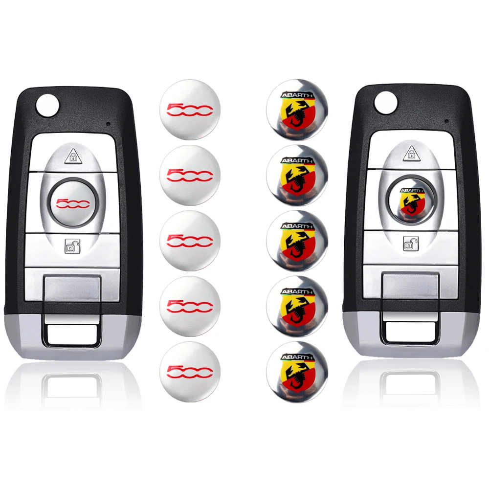 

10pcs 14mm Car Styling Key Shell Sticker Abarth 500 Badge Auto Key Fob Emblem Decals for Fiat Punto Stilo Ducato Bravo Pondo