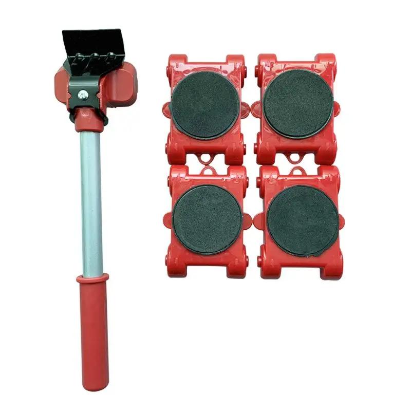 

Furniture Mover Tool Transport Lifter Heavy Stuffs Moving 4 Wheeled Roller with 1 Bar Set