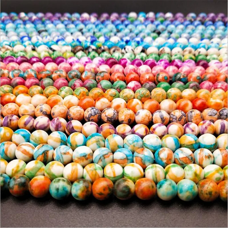 

Wholesale 4-12MM Natural Fuchsia Rain Colorful Stone Round Beads for Jewelry Making Diy Bracelet Necklace Accessories Wholesale
