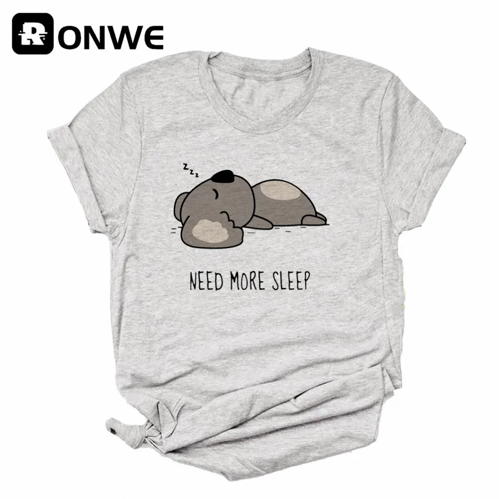 Забавная женская футболка Lazy Sleep Koala Need More винтажные топы для девушек одежда в