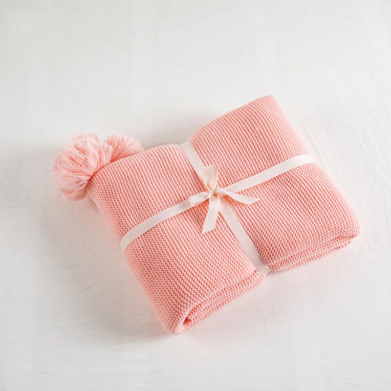 Bubble Kiss Best Selling 2020 Blanket Tassel Four-Corner Knitting Cotton Blankets For Beds Solid Color Weighted | Дом и сад