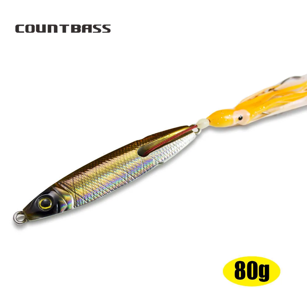 

1pc, 80g Inchiku Jig with octoups assist hook, Lumious Squid Jigging, Glow Saltwater fishing lures, Bottom Jigs