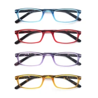 narrow rectangle reading glasses women retro small durable frame readers with flexible spring hinge for men eyeglasses 4 pack