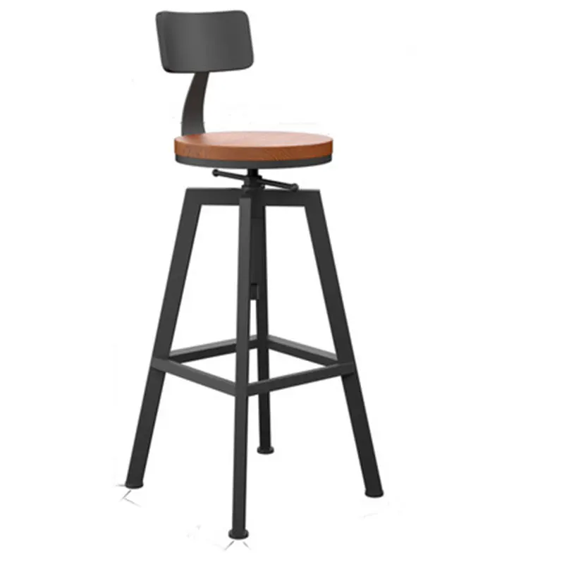 Современный барный стул железный высоконогий твердый деревянный круглое