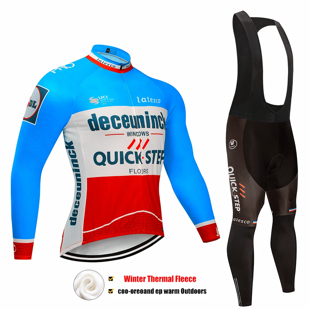 Новинка, комплект зимней одежды для велоспорта QUICK STEP Pro Team, одежда для велоспорта из бельгийского материала, Мужская одежда для велоспорта Go Pro, теплая флисовая одежда для велоспорта - Цвет: 7