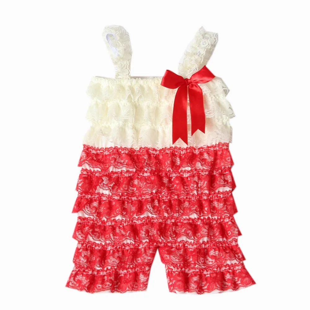 Детский кружевной комбинезон с рюшами на бретельках для девочек 0-24 месяцев | Мать