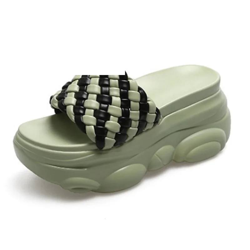 

Flat Shoes Female Slippers Heels Slipers Women Slides Lady Fashion Platform High 2021 Soft Summer Girl Luxury PU Female Shoes Sl